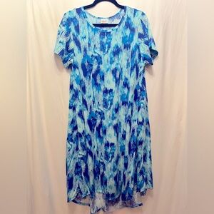LulaRoe Carly Medium Blue Patterned High Low Dress